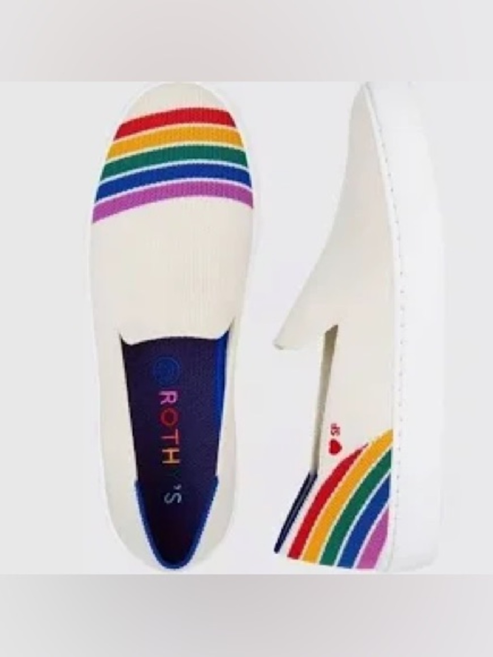 Rothy's Limited Edition San Francisco Pride Slip-On Sneakers Rainbow Stripes